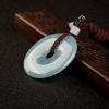 缅甸糯冰种飘花翡翠平安扣吊坠-红掌柜