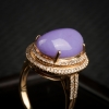 缅甸糯种紫罗兰翡翠蛋面戒指-红掌柜
