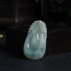 A货天然糯种飘蓝花翡翠如意吊坠 - 红掌柜