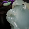 缅甸天然糯种翡翠二龙戏珠吊坠-红掌柜