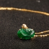 18K糯冰种深绿翡翠如意吊坠-红掌柜
