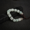 天然糯冰种翡翠回纹桶珠手串-红掌柜