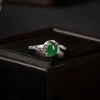18K金镶糯冰种翠绿翡翠戒指-红掌柜