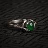 缅甸天然18K金镶糯冰种翠绿翡翠戒指-红掌柜