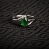 缅甸18K金镶糯冰种翠绿翡翠戒指-红掌柜