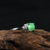 天然银镶糯种翠绿翡翠戒指-红掌柜