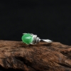 缅甸银镶糯种翠绿翡翠戒指-红掌柜