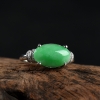 天然银镶糯种翠绿翡翠戒指-红掌柜
