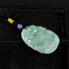 缅甸天然豆种翡翠福寿如意吊坠-红掌柜
