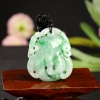 天然缅甸豆种飘翠翡翠佛手吊坠-红掌柜