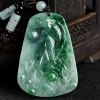 缅甸天然豆种飘花翡翠吊坠-红掌柜
