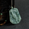 天然糯冰种飘花翡翠龙牌吊坠-红掌柜