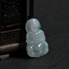 缅甸糯冰种飘花翡翠观音吊坠-红掌柜