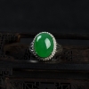 糯冰种翠绿翡翠戒面-红掌柜