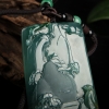 天然糯冰种蓝绿翡翠山水牌吊坠-红掌柜