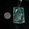 缅甸糯冰种蓝绿翡翠山水牌吊坠-红掌柜