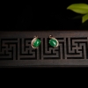 18k糯种翠绿翡翠耳钉-红掌柜