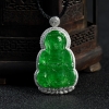 18k糯冰种翠绿翡翠观音吊坠-红掌柜
