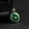 豆种翠绿翡翠平安扣吊坠-红掌柜