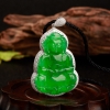 18k天然糯冰种翠绿翡翠观音吊坠-红掌柜