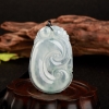 缅甸天然冰种飘花翡翠如意吊坠-红掌柜