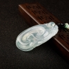 缅甸冰种飘花翡翠如意吊坠-红掌柜