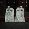 缅甸糯冰种飘花翡翠龙凤对牌吊坠-红掌柜
