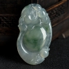 缅甸天然糯冰种飘花翡翠吊坠-红掌柜
