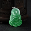 缅甸天然A货18k糯种翠绿翡翠观音吊坠-红掌柜