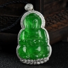 天然A货糯冰种翠绿翡翠观音吊坠-红掌柜