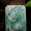 缅甸天然糯种翡翠龙牌吊坠-红掌柜