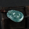 缅甸天然糯冰种翡翠福寿如意吊坠-红掌柜