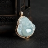 糯冰种飘花翡翠弥勒佛吊坠-红掌柜
