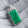 18K金满绿翡翠方牌挂坠 - 红掌柜珠宝