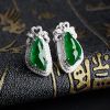 18K镶钻冰糯种翠色翡翠耳钉-红掌柜珠宝