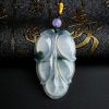 缅甸冰糯种飘花翡翠叶子吊坠-红掌柜