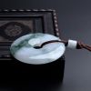 缅甸天然飘绿翡翠平安扣吊坠-红掌柜