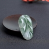 缅甸糯冰种飘花翡翠叶子吊坠-红掌柜