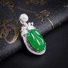 18K镶钻糯冰种翡翠树叶吊坠-红掌柜