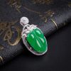 镶钻糯冰种阳绿翡翠树叶吊坠-红掌柜