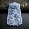 冰糯种翡翠春带彩龙牌吊坠 - 红掌柜珠宝