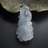 冰糯种翡翠蓝底飘绿白菜吊坠 - 红掌柜珠宝