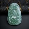 缅甸A货天然冰糯种飘花翡翠龙牌吊坠 - 红掌柜