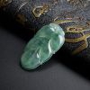 A货天然冰糯种晴水翡翠树叶吊坠 - 红掌柜
