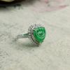 金镶钻糯种菠菜绿翡翠如意戒指-红掌柜珠宝