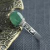 缅甸糯种青色翡翠蛋面戒指-红掌柜珠宝