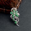 18K金糯冰种浓绿翡翠群镶花吊坠-红掌柜珠宝
