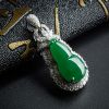 18K金镶钻糯种翠色翡翠葫芦吊坠-红掌柜珠宝