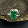 18K金镶冰种翠绿翡翠树叶戒指-红掌柜珠宝