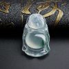 缅甸A货天然冰糯种淡蓝底飘花翡翠站佛吊坠 - 红掌柜